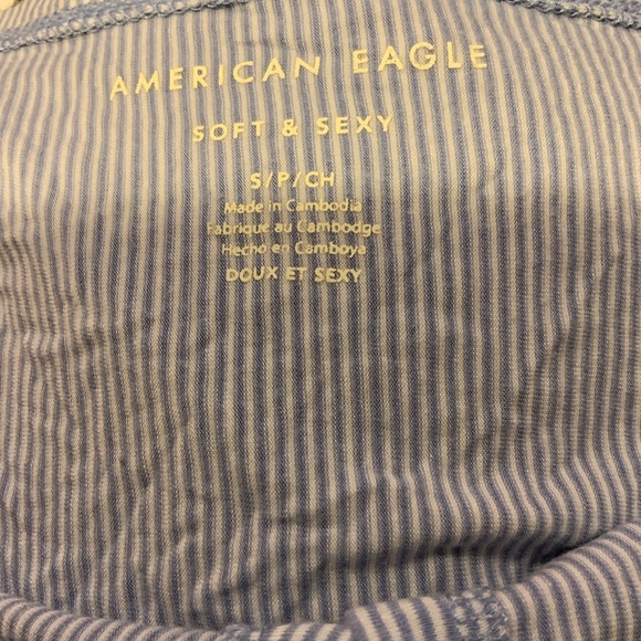 Striped button down off the shoulder + tank - Picture 3 of 4